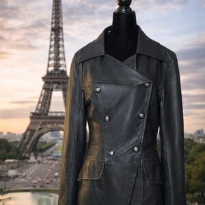 Elegant Black Leather Asymmetrical Jacket